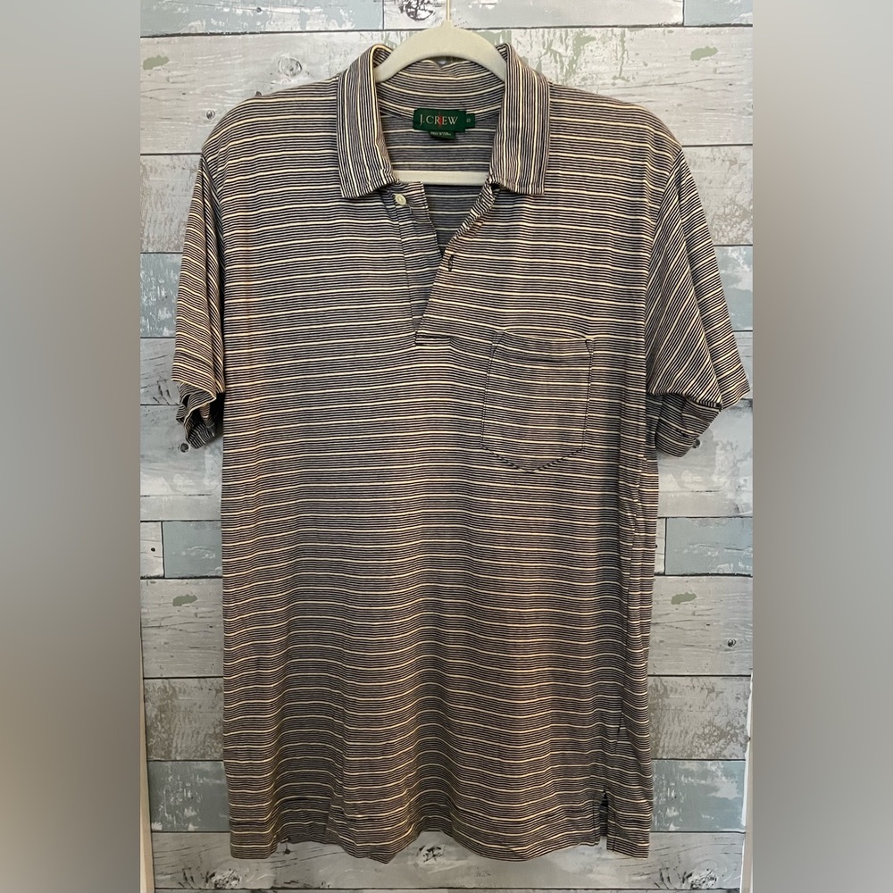 J Crew Men’s Striped Short Sleeve Polo Sz Small 100% Cotton Excellent Condition!